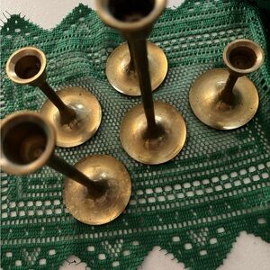 Vintage Brass Look Gold Candle Holder Set of 5 Final Sale